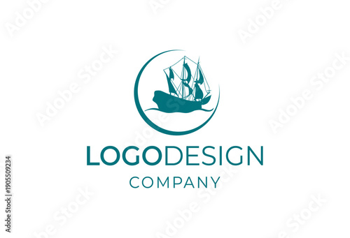 Sailing Ship Logo Design - A Nautical Emblem for Maritime Businesses and Adventure Companies