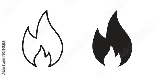 Fire icon linear style symbols for mobile concept and web design.