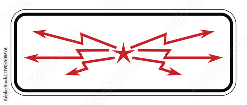 Professional "High Voltage Cables" Overhead Warning Sign – Red Star and Lightning Bolt Hazard Graphic for Utility Safety isolated on white