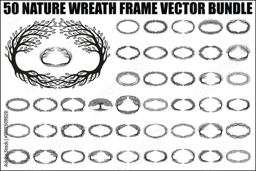Nature Wreath Frame Vector Bundle