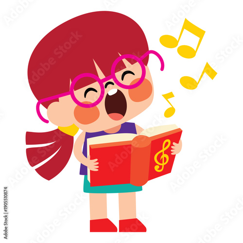 Little Cartoon Kid Playing Music