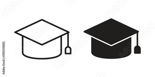 Graduation cap icon linear style symbols for mobile concept and web design.