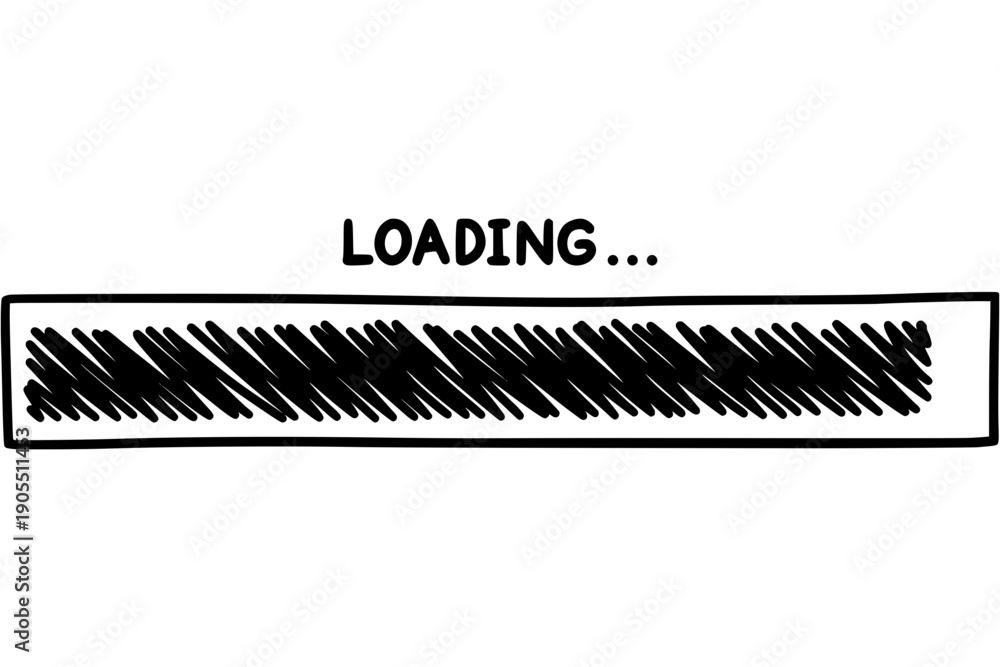 Fototapeta premium Illustration of a loading progress bar with the word LOADING displayed above a shaded rectangular box indicating a digital wait screen