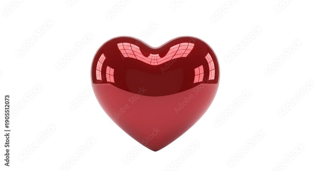 Fototapeta premium Shiny red heart with reflections on glossy surface
