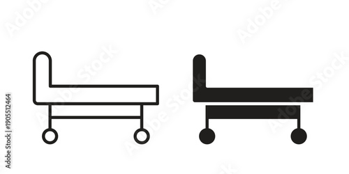 Hospital bed icon linear style symbols for mobile concept and web design.