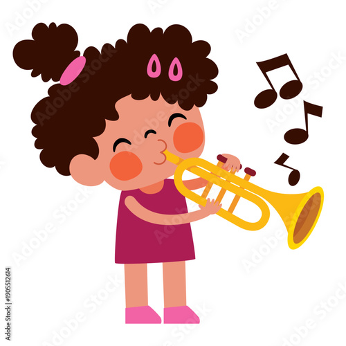 Little Cartoon Kid Playing Music