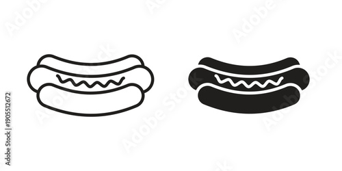 Hot dog icon linear style symbols for mobile concept and web design.
