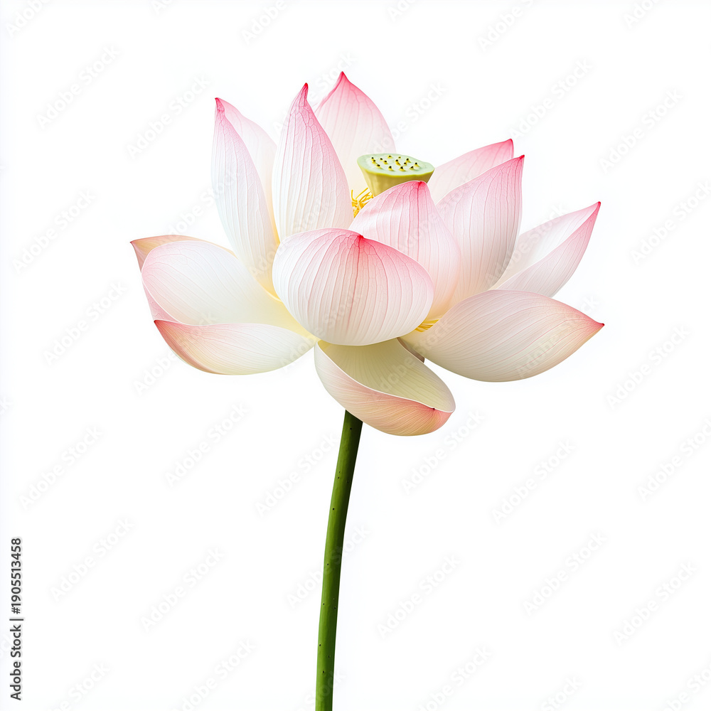 Fototapeta premium White Lotus Flower Isolated on White Background