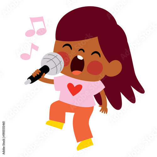 Little Cartoon Kid Playing Music