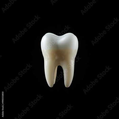 Isolated Molar Tooth with Detailed Roots on Transparent Background for Dental and Medical Use Photo