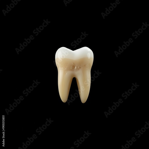 Isolated Molar Tooth with Detailed Roots on Transparent Background for Dental and Medical Use Photo