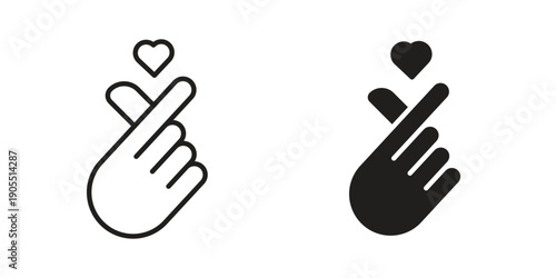 korean heart icon linear style symbols for mobile concept and web design.