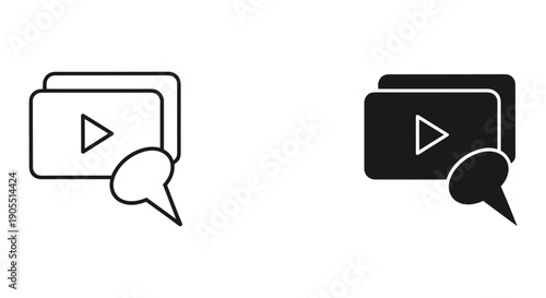 Video File Icons with Speech Bubbles in Black and White