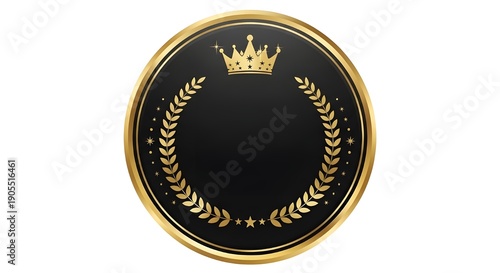Insignia del premio al mejor vendedor 2026 en dorado y negro.
 Vector de decoración de borde dentado de círculo redondeado de corona de laurel aislado para productos de calidad premium, etiqueta de po