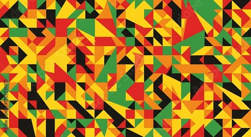 Vibrant mosaic artwork with geometric shapes and colors
