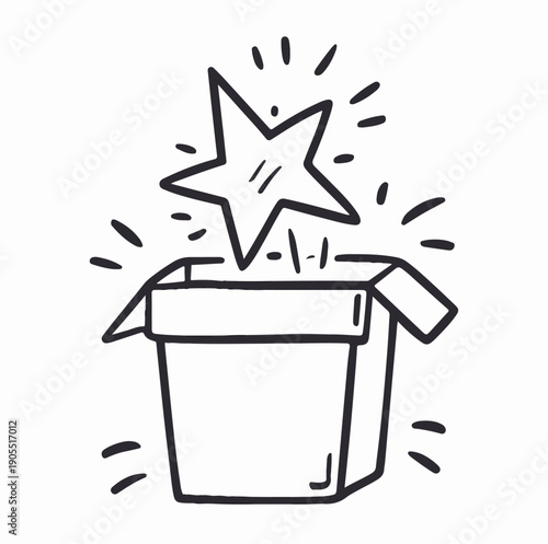 Surprise Gift Box Star Icon Vector Illustration