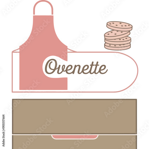 Pink Apron with Ovenette and Cookies.