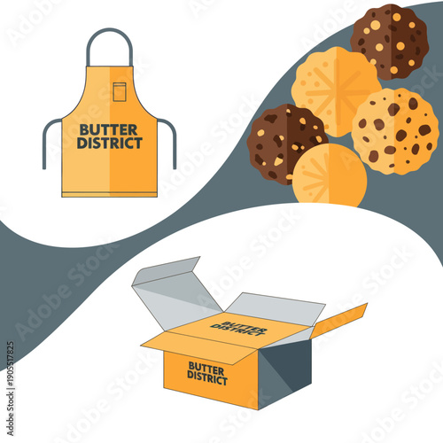 Butter District Cookies and Packaging Illustration.