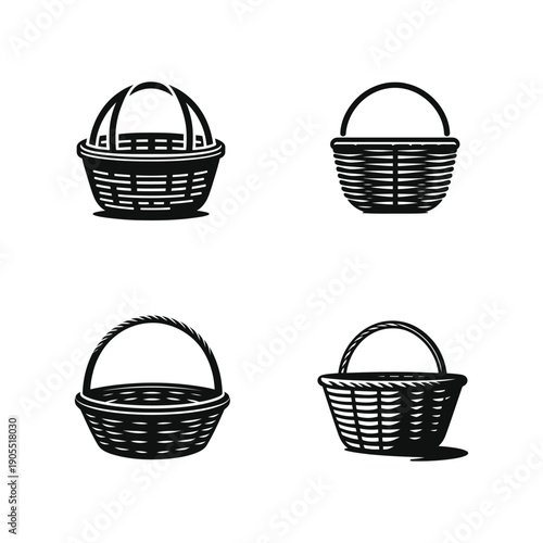 4 Easter basket vector silhouette bundle