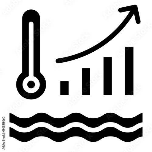 Ocean warming icon glyph style vector illustration