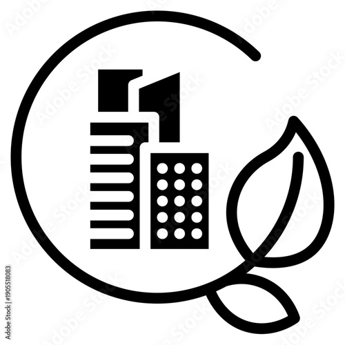 Green city icon glyph style vector illustration