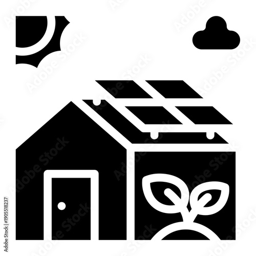 Solar energy icon glyph style vector illustration