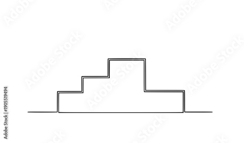 Three-level podium continuous line drawing award vector illustration