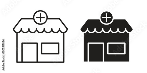 Pharmacy icon linear style symbols for mobile concept and web design.