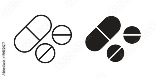 Pills icon linear style symbols for mobile concept and web design.