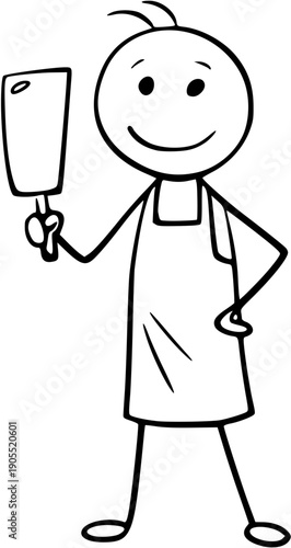 Stick figure butcher illustration