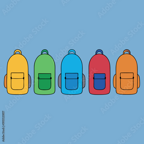 Six vector backpacks in outdoor style each 