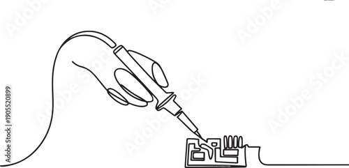 Continuous one line drawing of soldering.one line vector icon illustration