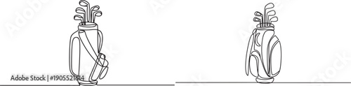Golf bag continuous one line drawing. Single line art illustration of golf equipment.one line vector icon illustration