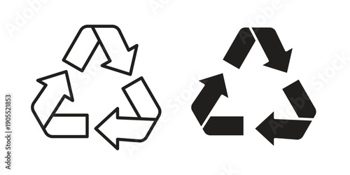 Recycle icon linear style symbols for mobile concept and web design.