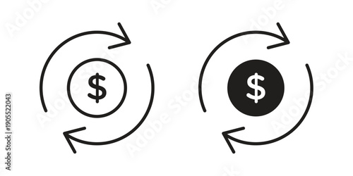 Refund icon linear style symbols for mobile concept and web design.