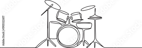 drum set one line vector drawing.one line vector icon illustration