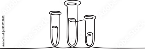 Continuous one line drawing of laboratory test tubes.one line vector icon illustration