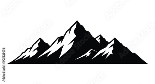 Dramatic mountain range peaks stand boldly against a bright background presented as a silhouette high quality professional detailed modern elegant stylish clean