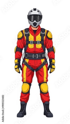 Firefighter in Red and Yellow Suit.