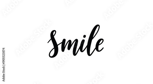 Elegant flowing cursive lettering spells smile against a white background a positive message silhouette high quality professional detailed modern elegant stylish clean