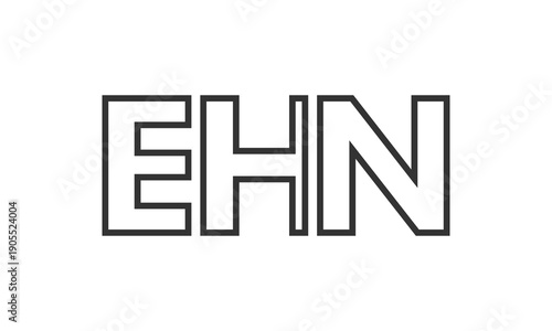 EHN logo design template with strong and modern bold text. Initial based vector logotype featuring simple and minimal typography. Trendy company identity.