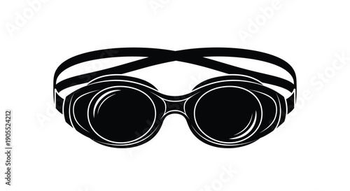A striking black silhouette depicts a pair of classic swimming goggles a sleek aquatic vision silhouette high quality professional detailed modern elegant
