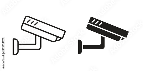 Security camera icon linear style symbols for mobile concept and web design.