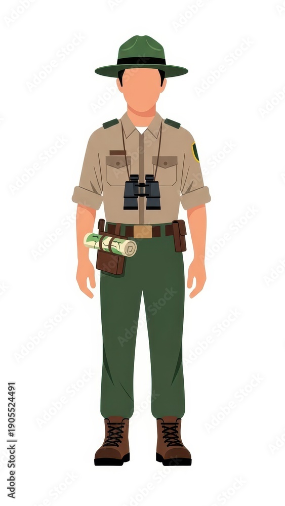 Fototapeta premium Park Ranger Uniform Illustration Male Character.