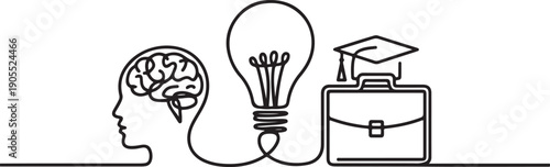 Mental health problem, psychology and business education concept.one line vector icon illustration