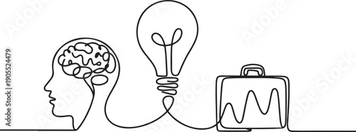 Mental health problem, psychology and business education concept.one line vector icon illustration