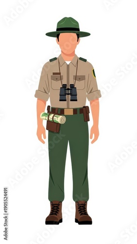 Park Ranger Uniform Illustration Male Character.