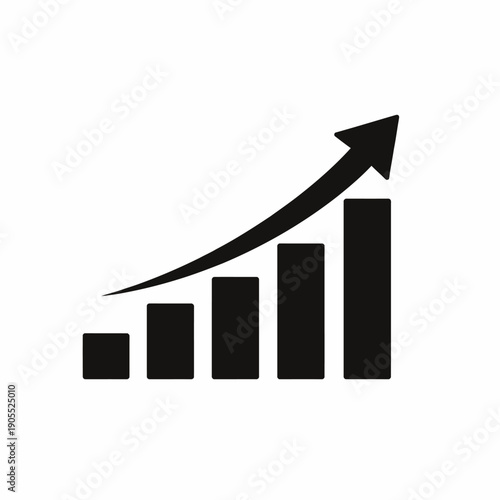 Increasing business growth chart with upward trend arrow