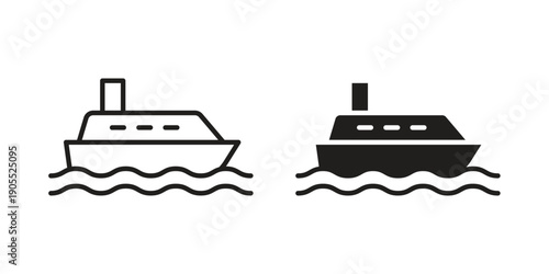 Ship icon linear style symbols for mobile concept and web design.