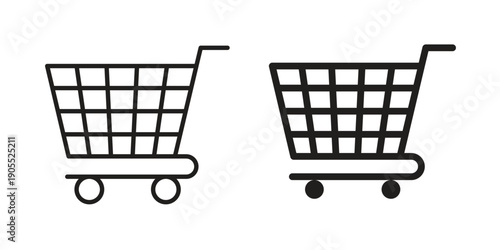 Shopping trolley icon linear style symbols for mobile concept and web design.
